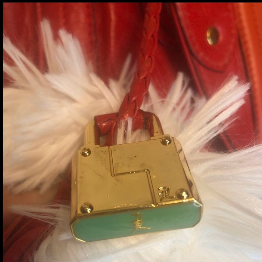 L.A.M.B. Red & Orange Alston Saddle  Y2K White Era Handbag - Picture 10 of 16